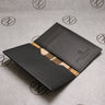 Open leather card holder with two card slots